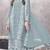 Sky blue embroidered faux georgette suit 