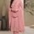 Peach heavy natural crepe semi stitched suit with embroidery & zarkhan work