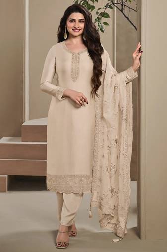 Beige heavy natural crepe Suit