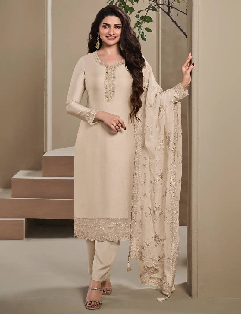 Beige heavy natural crepe Suit