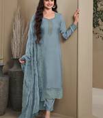 Blue heavy natural crepe Suit