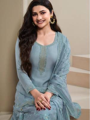 Blue heavy natural crepe Suit 2