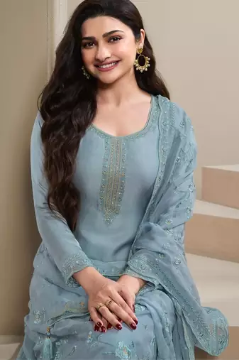 Blue heavy natural crepe Suit