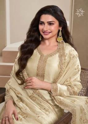  Cream heavy natural crepe Suit 2
