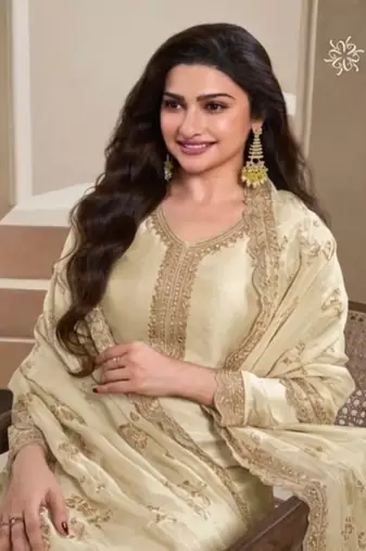  Cream heavy natural crepe Suit