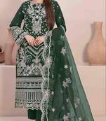 Green embroidered faux georgette suit 