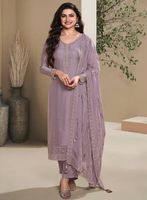 Purple heavy natural crepe Suit 1