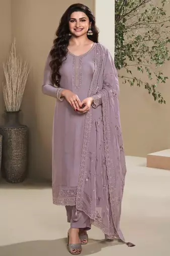 Purple heavy natural crepe Suit