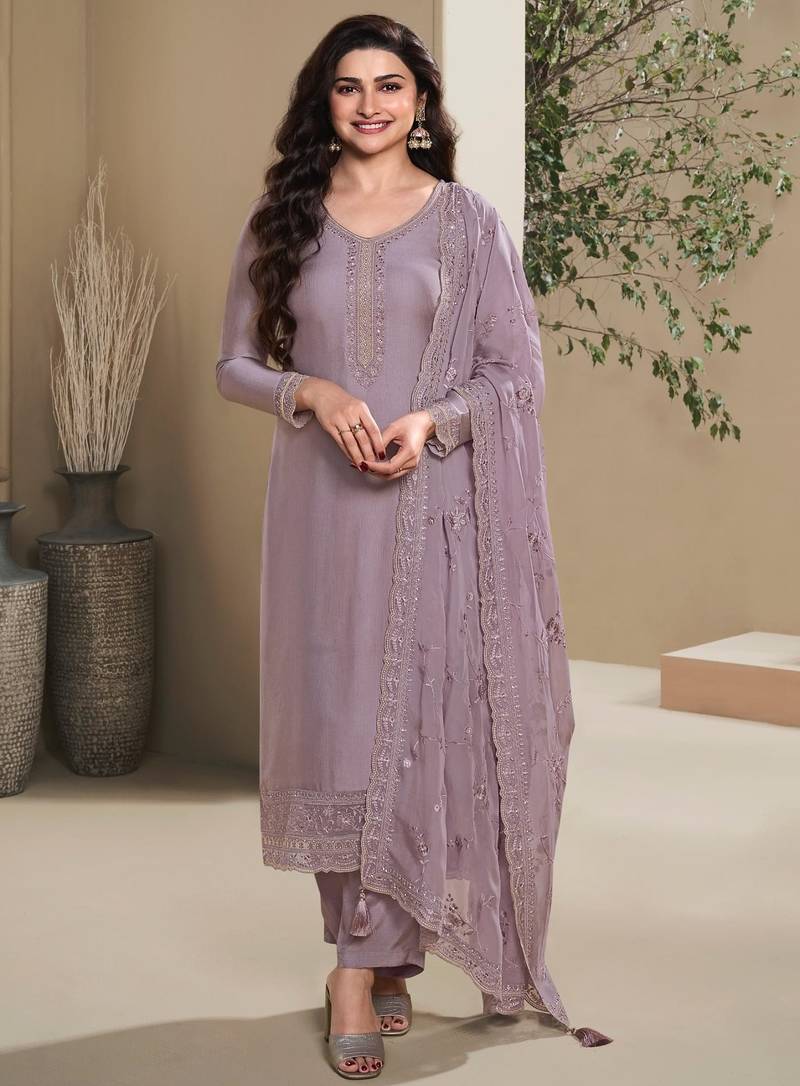Purple heavy natural crepe Suit