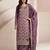Purple viscose muslin semi stitched suit with sequence & zari work