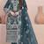Teal embroidered faux georgette suit 