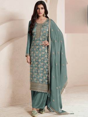 Sky blue viscose muslin Suit 1