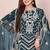Teal embroidered faux georgette suit 
