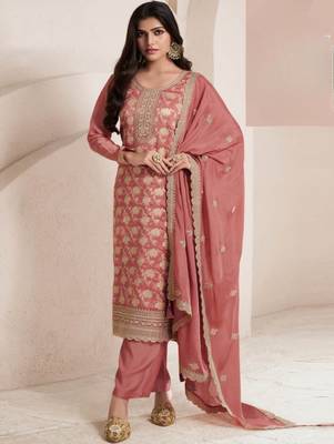 Peach viscose muslin Suit 1