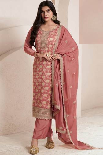 Peach viscose muslin Suit
