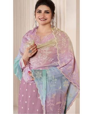 Purple moonga silk suit with embroidery sequin  2
