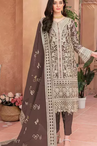 Brown heavy organza suit 