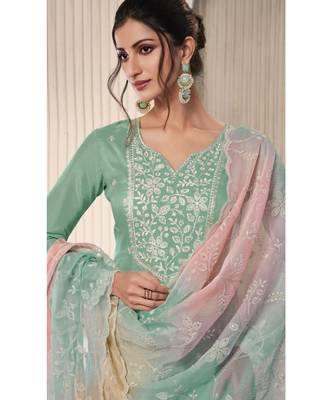 Green moonga silk Suit 2