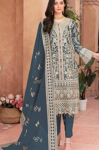 Blue heavy organza suit 