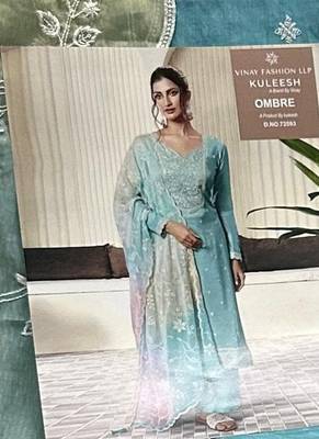 Sky blue moonga silk Suit 3