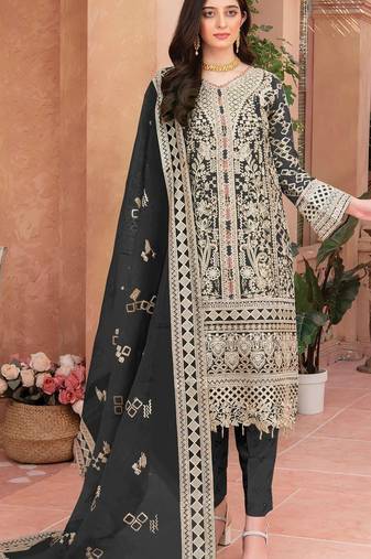 Black heavy organza suit 