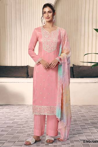 Peach moonga silk Suit