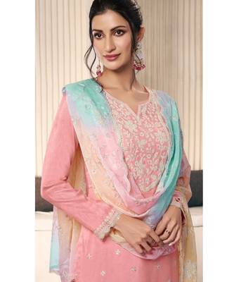 Peach moonga silk Suit 2