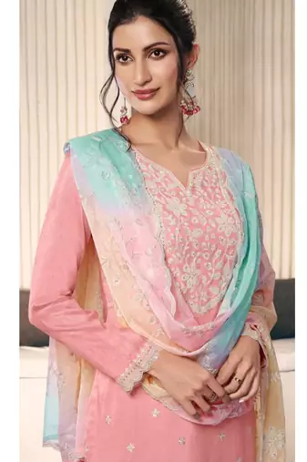 Peach moonga silk Suit