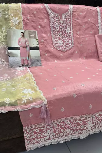Peach moonga silk Suit