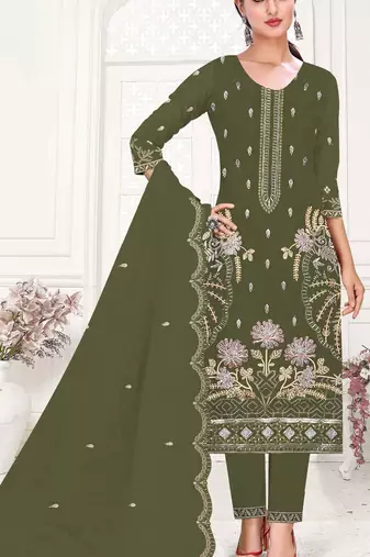 Mehendi heavy organza suit 