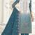 Blue heavy organza semi stitched suit with embroidery work