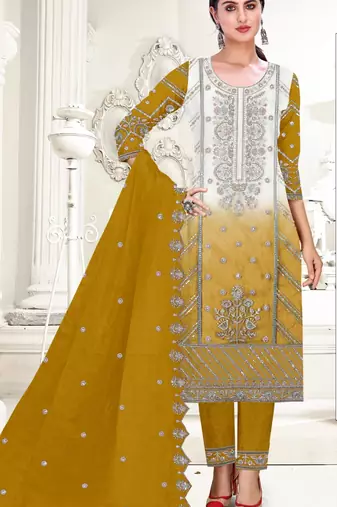 Yellow heavy organza suit 