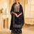 Dark blue embroderied velvet semi-stitched plazo suit