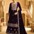 Dark maroon embroderied with beads velvet semi-stitched plazo suit