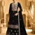 Black embroderied with beads velvet palazzo suit