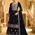 Dark blue embroderied with beads velvet palazzo suit