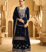 Black embroderied with beads velvet palazzo suit