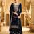 Black embroderied with beads velvet palazzo suit