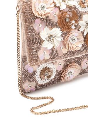 Petal Posh Pink, Champagne & Ivory Floral Embellished Satin Sling Bag 7