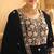 Black embroderied work velvet palazzo suit