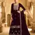 Maroon embroderied work velvet palazzo suit
