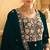 Dark green embroderied work velvet palazzo suit