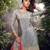 Grey embroderied shimmer stitched palazzo suit(free size)