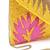 Anekaant Beaded Botanica Sunshine Yellow, Fushcia and Gold Palm Leaf Embroidered Satin Sling Bag
