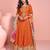 Orange embroderied silk anarkali suit- full stitched free size
