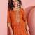 Orange embroderied silk anarkali suit- full stitched free size