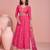 Pink embroderied silk anarkali suit - Full stitched free size
