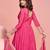 Pink embroderied silk anarkali suit - Full stitched free size