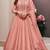 Peach embroderied work silk anarkali suit