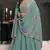 Teal embroderied work silk anarkali suit